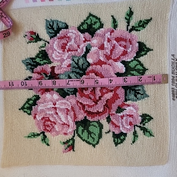 Bucilla Pink and Green Floral Needlepoint - Picture 5 of 5